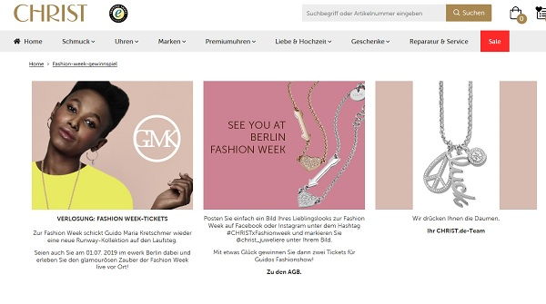 Fashion Week Tickets Gewinnspiel Christ Juweliere