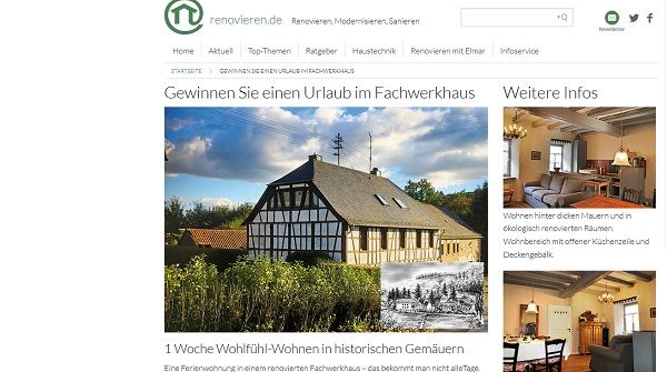 Ferienwohnung Urlaubs-Gewinnspiel renovieren.de