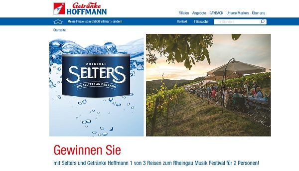 Getränke Hoffmann und Selters Gewinnspiel 3 Reisen Rheingau Musik Festival