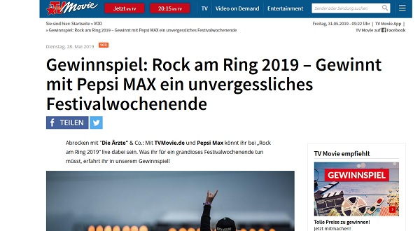 Gewinnspiel TVMovie und Pepsi MAX verlosen Rock am Ring Wochenende