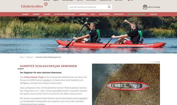 Globetrotter Gewinnspiel Gumatex Schlauchkajak