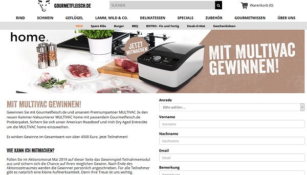 Gourmetfleisch Gewinnspiel Multivac Vakuumierer und Fleischpakete