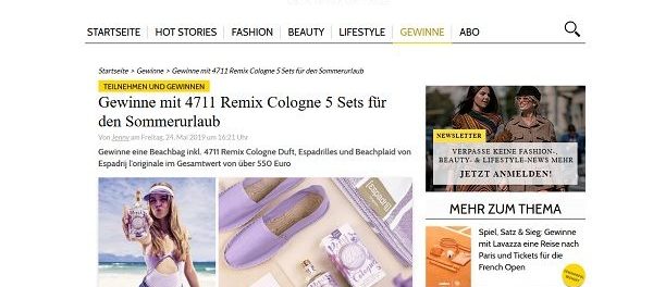 Grazia Magazin Gewinnspiel 4711 Remix Cologne Sets