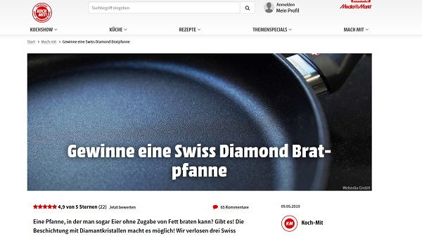 Koch Mit Gewinnspiel Swiss Diamond Bratpfannen