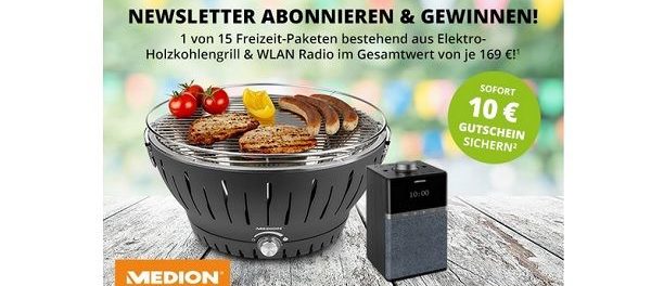 Medion Gewinnspiel 15 Freizeit-Pakete Grill und WLAN Radio