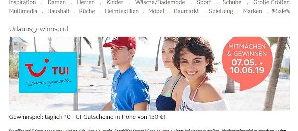 Otto Versand ReiseGewinnspiel täglich 10 TUIGutscheine