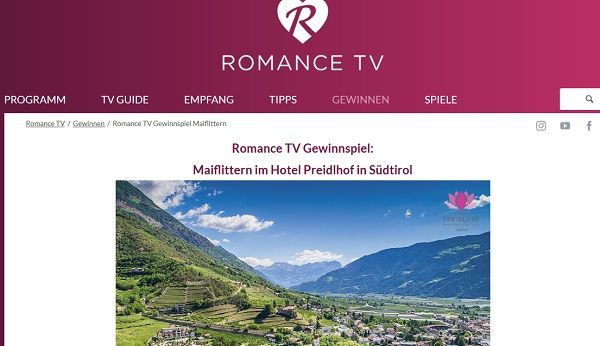 Romance TV Gewinnspiel Südtirol Urlaub gewinnen