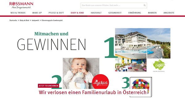 Rossmann Gewinnspiel Österreich Familienurlaub und Sigkids Produkte