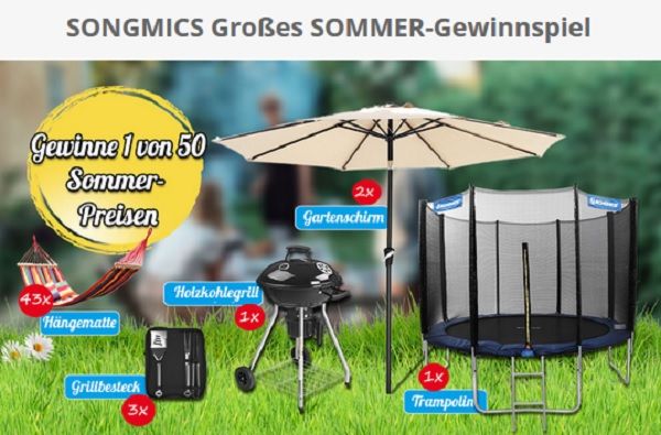 Songmics Sommer-Gewinnspiel Trampolin Gartenschirm uvm.