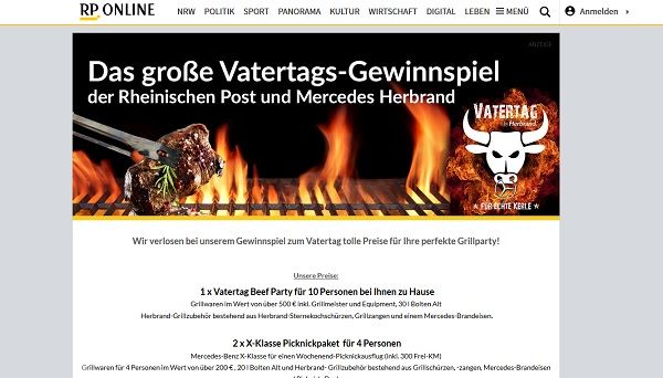 Vatertags-Gewinnspiel RP Online Beef Party und Picknickpakete