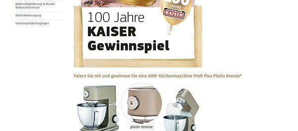 WMF Küchenmaschine Profi Plus Gewinnspiel Kaiser 100 Jahre
