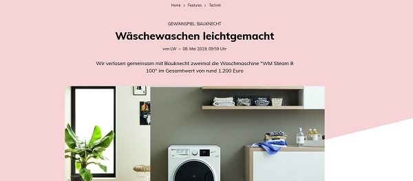 Waschmaschinen Gewinnspiel Glamour verlost 2 Bauknecht Maschinen