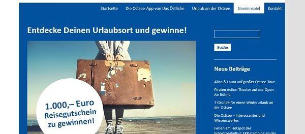 1.000 Euro Reise-Gutschein Gewinnspiel Ostsee-App