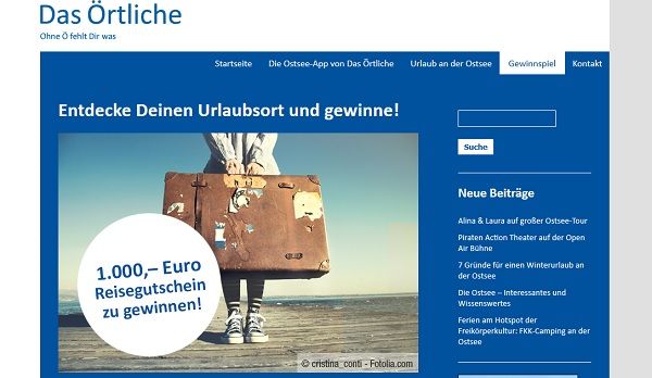 1.000 Euro Reise-Gutschein Gewinnspiel Ostsee-App