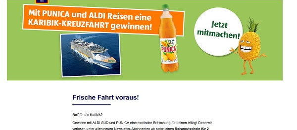Aldi Süd und Punica Gewinnspiel Karibik Kreuzfahrt