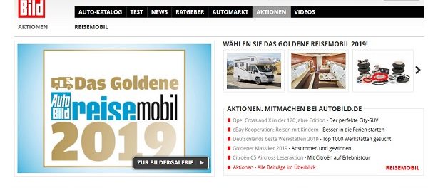 Auto Bild Gewinnspiele Leserwahl Das Goldene Reisemobil 2019