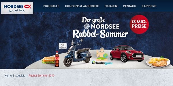 Auto-Gewinnspiel Nordsee Rubbel-Sommer Mini Cooper gewinnen
