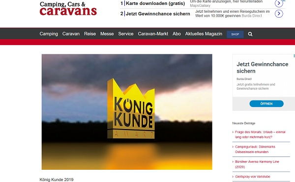 Camping Cars Caravans Gewinnspiel König Kunde 2019