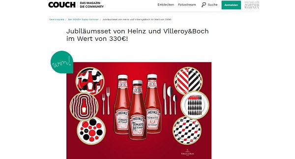 Couchstyle Gewinnspiele Heinz und Villeroy&Boch Jubiläumsset