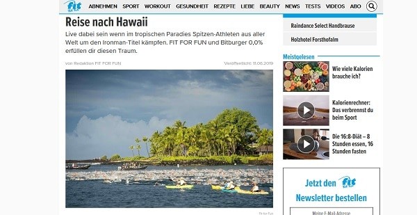 Fit for Fun Gewinnspiel Hawaii Reise Ironman Zuschauer