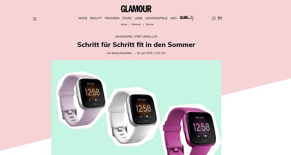 Glamour Gewinnspiele 3 Fitbit Versa Lite Edition Smartwatches