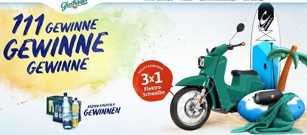 Glash&auml;ger Gewinnspiel 3 Elektro-Schwalbe Motorroller und weitere Preise