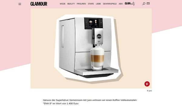 Jura Kaffeevollautomaten Gewinnspiel Glamour Magazin