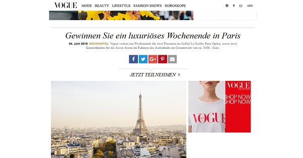 Paris Reise Gewinnspiel Vogue Magazin