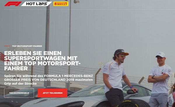 Pirelli Gewinnspiel Mitfahrt im Supersportauto Hockenheimring und Formel 1 Tickets