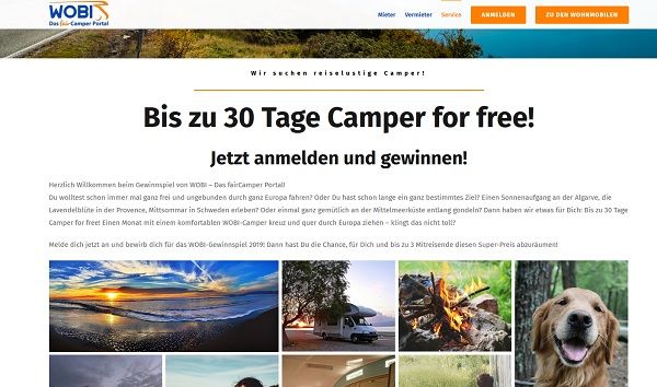 Wohnmobil Gewinnspiel WOBI 30 Tage Camper for free