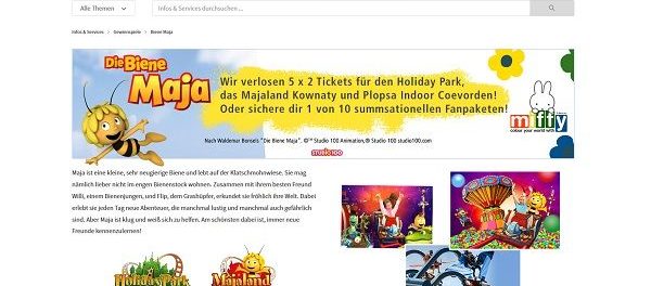 real Gewinnspiel Holiday Park Tickets und Biene Maja Fanpakete