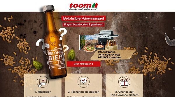 toom Baumarkt Gewinnspiel Belohnbier Goldenes Sixpack Wert 12.000 EUR