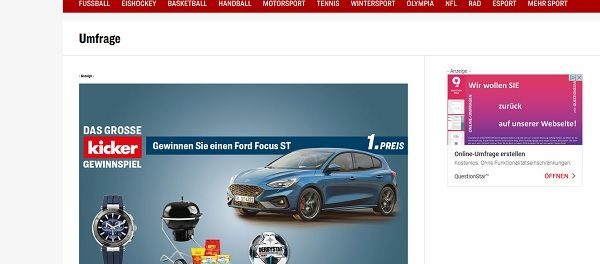 Auto-Gewinnspiel Kicker verlost Ford Focus ST