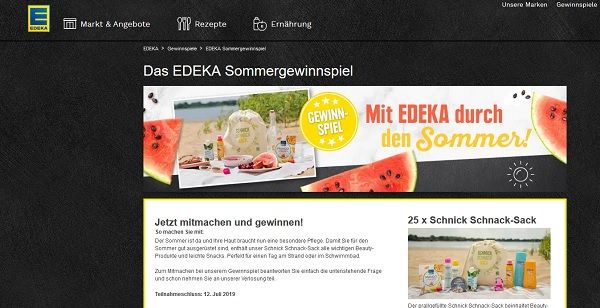 EDEKA Sommer-Gewinnspiel 25 Schnick Schnack-Säcke