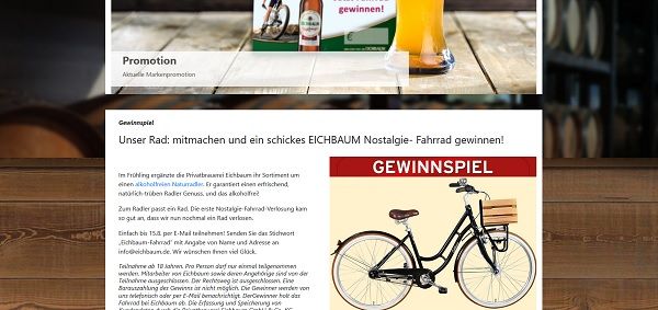 Eichbaum Bier Gewinnspiel Nostalgie Fahrrad Verlosung