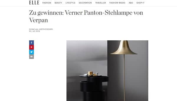 Elle Gewinnspiel Verner Panton Designer Stehlampe
