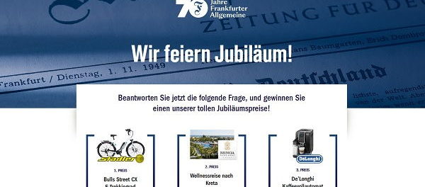 Frankfurter Allgemeine Zeitung Jubiläums Gewinnspiel