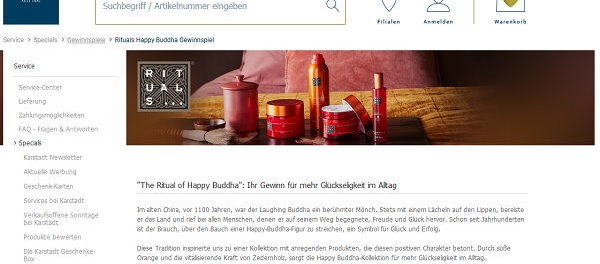 Karstadt Gewinnspiel 5 Large Geschenksets The Ritual of Happy Buddha