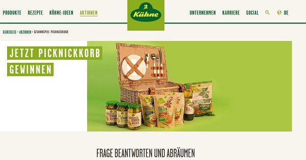 Kühne Gewinnspiel Picknickkorb und Produkte gewinnen