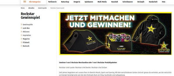 Müller und Rockstar Energy Gewinnspiel Zelte und Hoodies