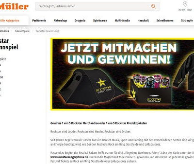 Müller und Rockstar Energy Gewinnspiel Zelte und Hoodies
