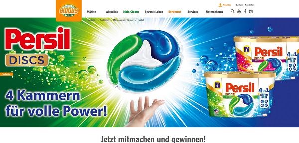 Persil und Globus Gewinnspiel 200 Persil Discs Packungen