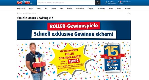 Roller-Gewinnspiel 15 Jahre Möbel Online Shop Geburtstag