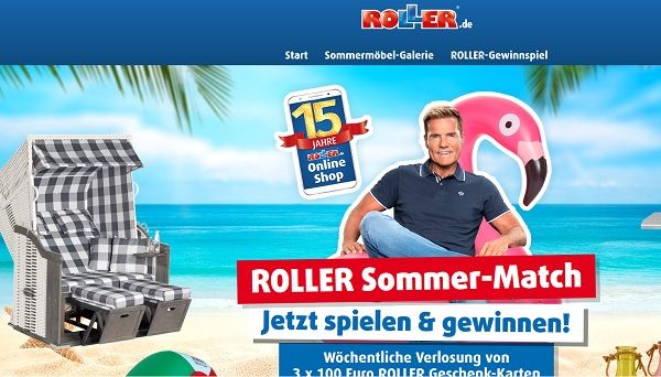 Roller Möbelmärkte Sommer-Match Gewinnspiel jede Woche Geschenk-Karten