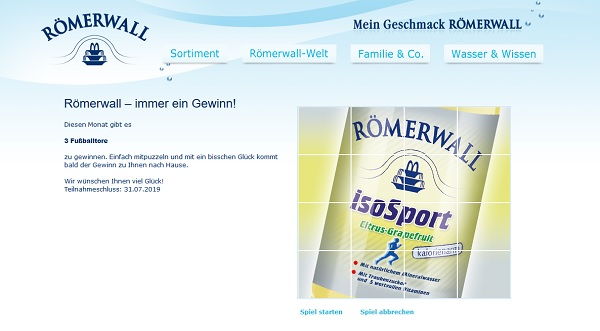 Römerwall Gewinnspiel Juli Aktion Fußballtore Verlosung