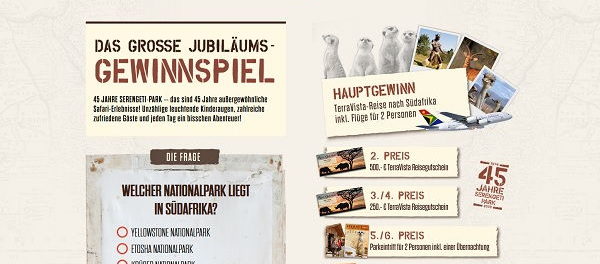 Südafrika Reise Gewinnspiel Serengeti Park Jubiläum