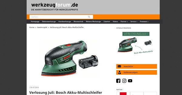 Werkzeugforum Gewinnspiel Juli Bosch Akku-Multischleifer