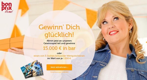 bonprix Gewinnspiele 15.000 Euro Bargeld und Jochen Schweizer Gutscheine