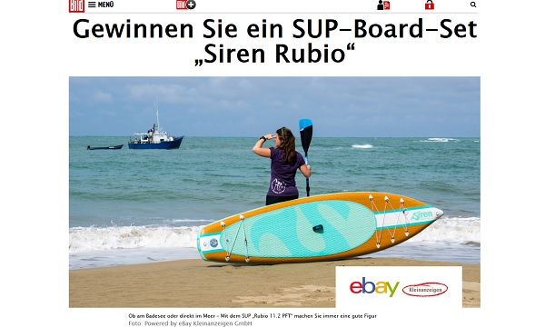 ebay Kleinanzeigen und Bild.de Gewinnspiel SUP-Board-Set