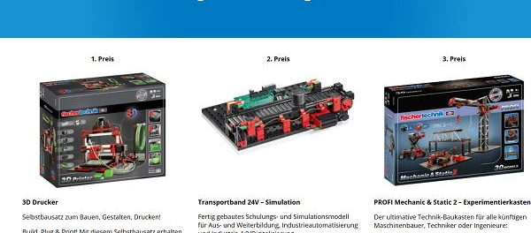 3D Drucker Bausatz Gewinnspiel Flender verlost Fischer Technik Baukästen
